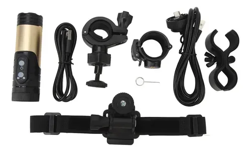Mini Sports DV-kamera 12MP WiFi IP66 Vattentät 1600mAh Typ C 120 Wide Degree Outdoor Sports Hjälmkamera för Motorcykelcykel (Guld)