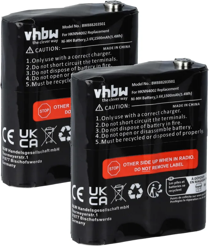 2 x batteri kompatibel med Motorola TLKR T3, T4, T5, T50, T6, T60, T61, T7, T8, T80 radio