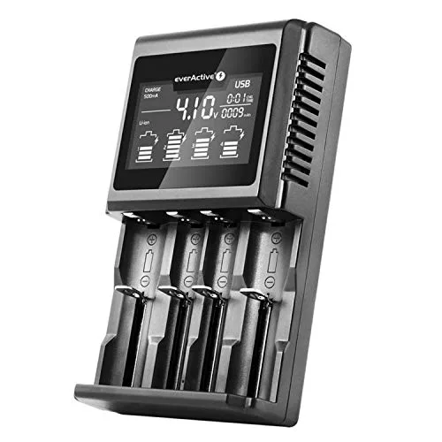 everActive laddare för 4 batterier 18650 AAA AA C D