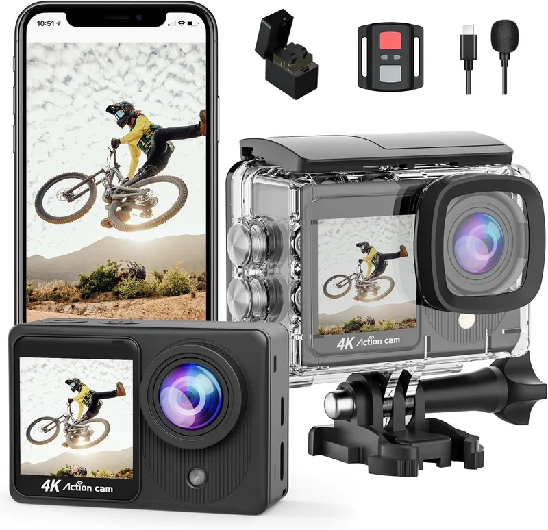 Cykelkamera 4K action sporthjälm vattentät WiFi APP huvudmonterad utomhusäventyr cykelkamera