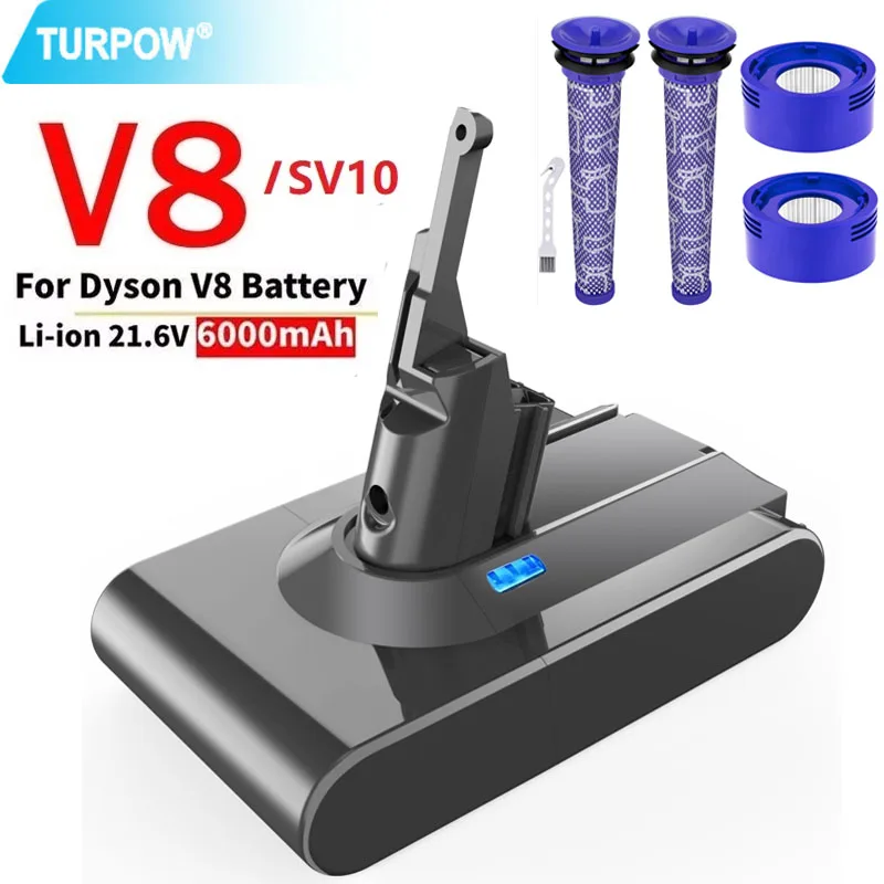 V8 Batteri 6000mAh Ersättningsbatteri för Dyson SV10 Absolute V8