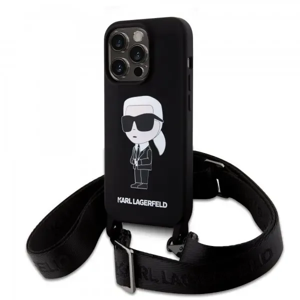 Karl Lagerfeld iPhone 15 Skal Ikonik Crossbody Svart