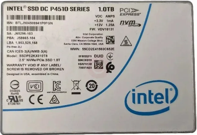 Intel SSD 1 TB DC P4510