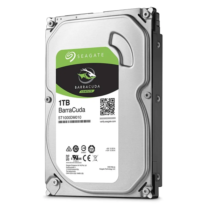 Seagate BarraCuda 1TB, Intern Hårddisk, 3.5", SATA, 6GB/s, 7200 RPM, 64MB cache, för stationär dator, FFP (ST1000DMZ14)
