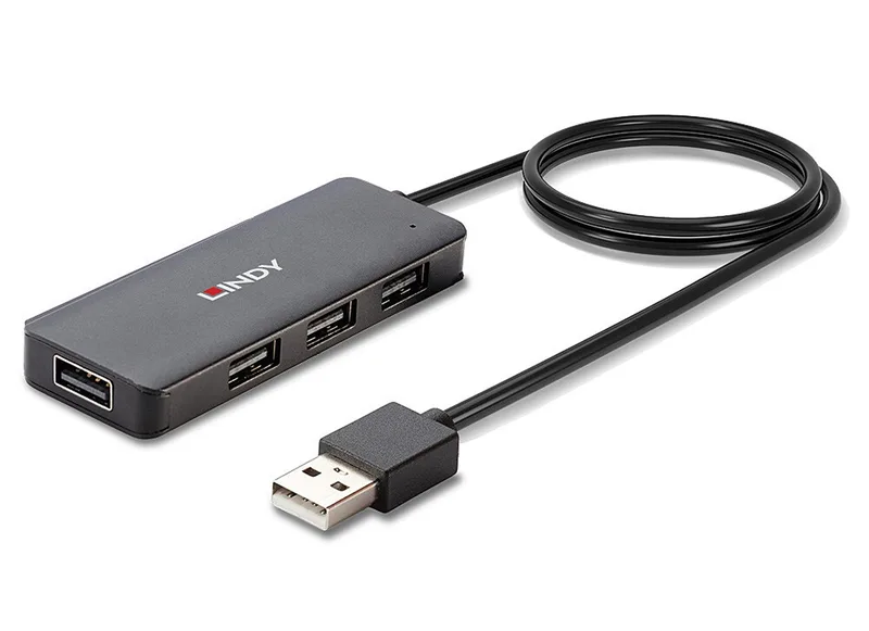 Lindy 42986 interface hub USB 2.0 480 Mbit/s Sort