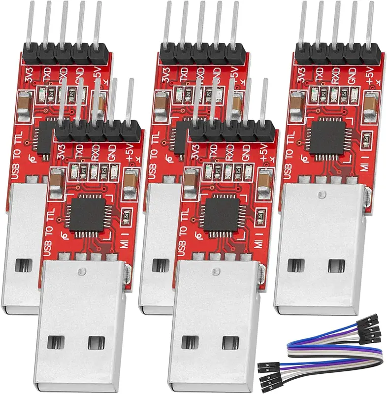 AZDelivery 5 x compatible with FT232RL USB till TTL Seriell Adapter för 3.3V och 5V kompatibel med Arduino inklusive en E-Book!