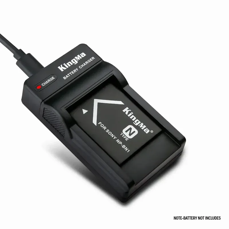 KKPLZZ Bärbar kameraddare för NP‑BN1 USB-kamera Dubbel laddare med LCD-skärm