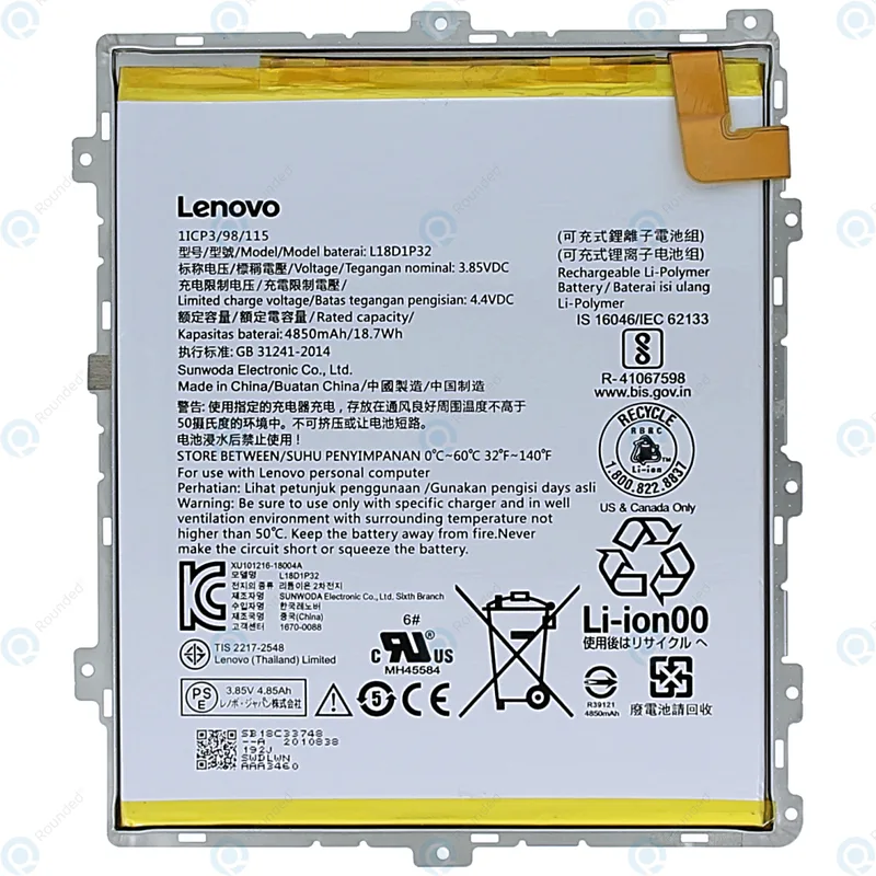 K KYUER L18D1P32 Tablet Batteri för Lenovo Smart Tab M10 HD