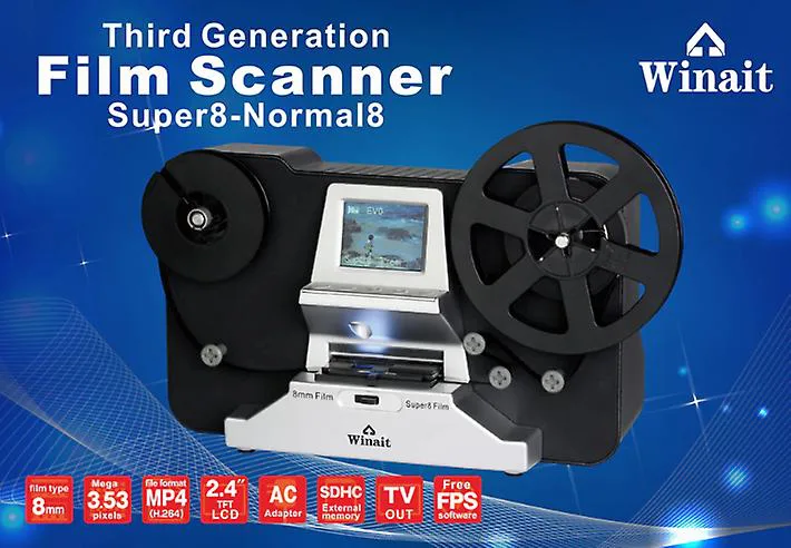 Film Scanner konverterar film bildruta för bildruta till digitala mp4-filer, 8 mm & Super 8 Films Digitizer Converter, Spara delning
