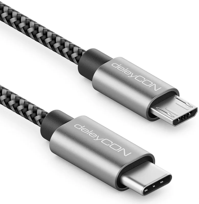 deleyCON 2m USB‑C till Micro‑USB Kabel