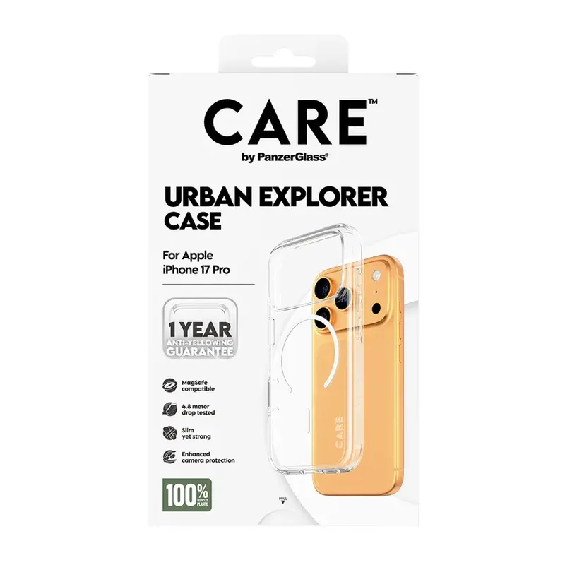 PanzerGlass CARE™ by ® Urban Explorer Case Transparent m. Sort MagSafe iPhone 17