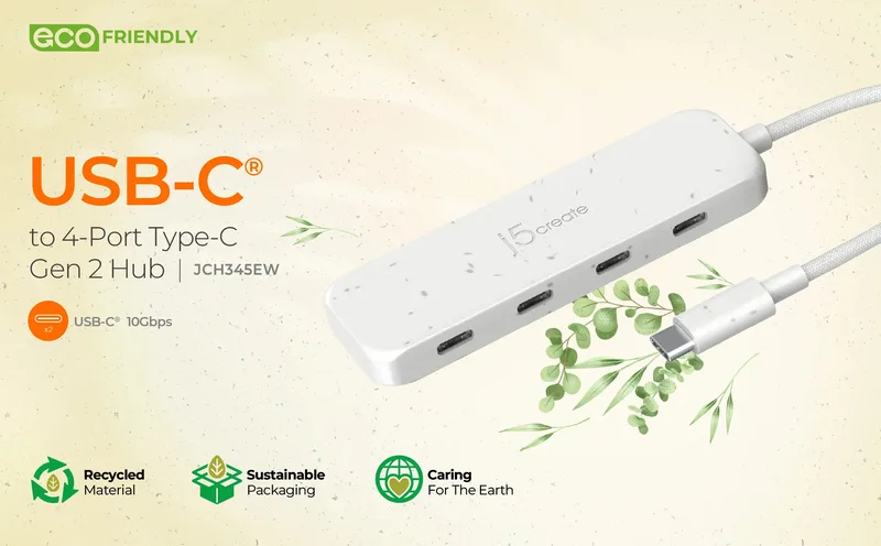 Eco-Friendly USB-C to 4-Port Type-C Gen 2 Hub
