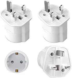 3 st engelsk kontaktadapter, reseadapter Frankrike till Storbritannien, kontaktadapter för Irland, England, Skottland, Dubai, Malta, adapter typ G