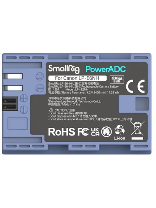 SMALLRIG LP-E6NH Batteri 2400mAh USB-C Batteri