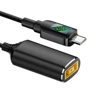 NFHK Rectangle Jack Thinkpad X1 Input to USB-C Type-C Power Plug Charge Cable for Laptop Phone PD9V 5V 20V