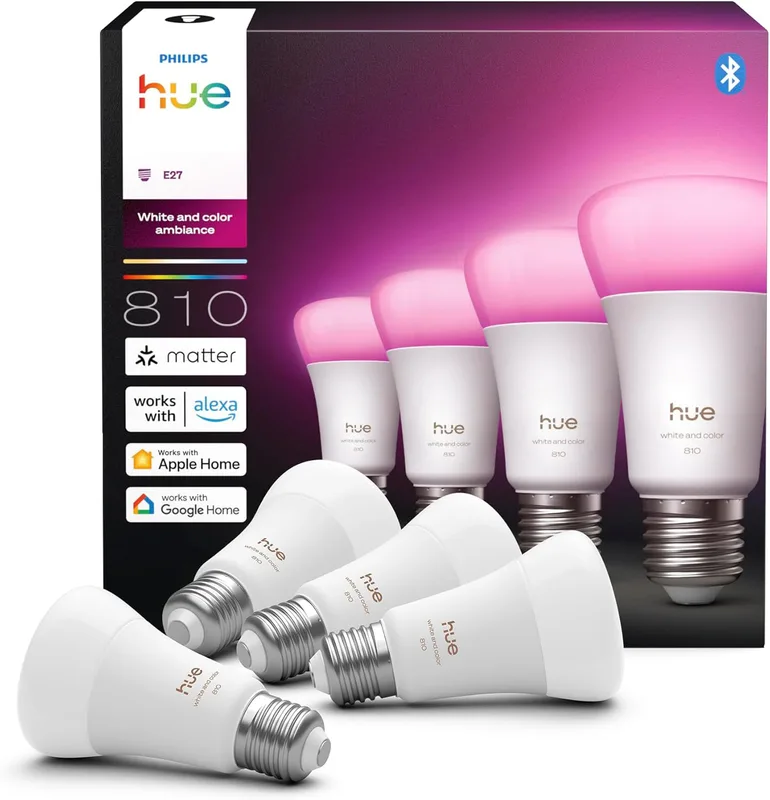 Philips Hue Smart LED A60 ljuskälla, White ambiance, E27-sockel, 6W, Fullspektrumljus 1000K-20000K, 810 lumen, Dimbar, Fungerar med Alexa, Google Assi