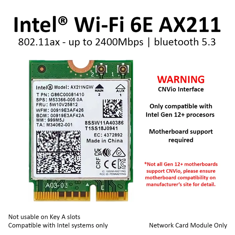 Intel Wi-Fi 6E AX211 - nätverksadapter