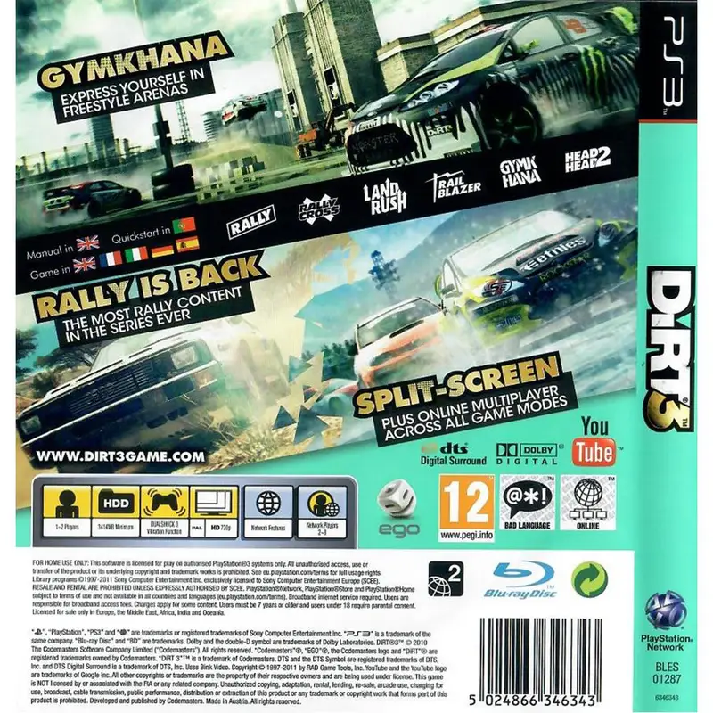 Dirt 3 Game PS3