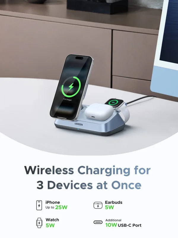 UGREEN MagFlow trådlös billaddare 25 W