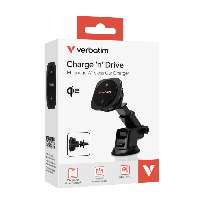 Verbatim Charge 'n' Drive Qi2 Magnetisk laddare till bil