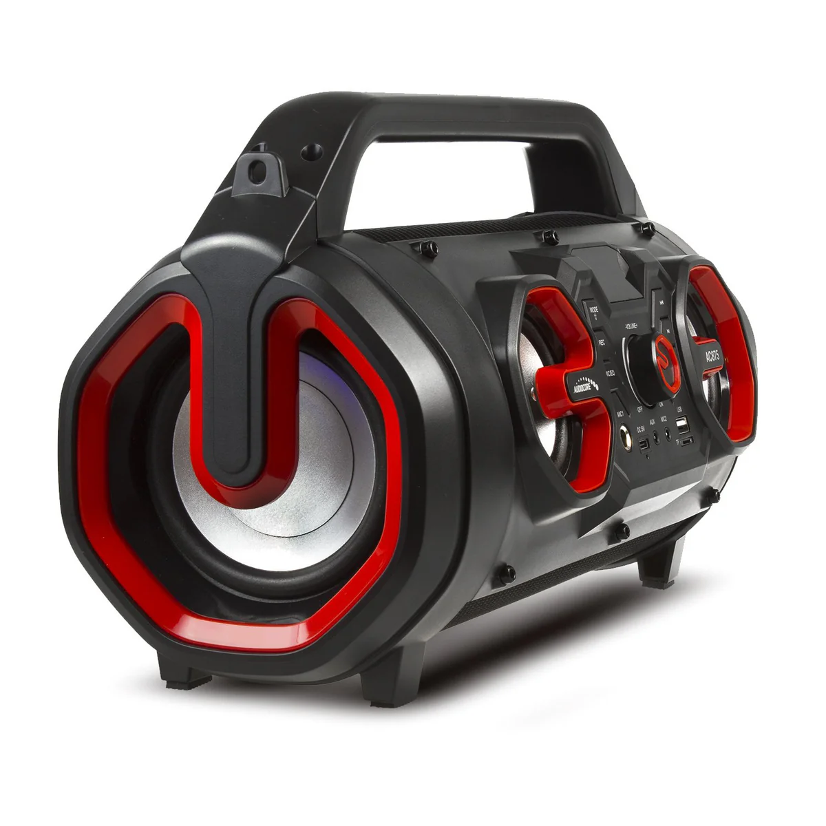 Audiocore AC875 Bazooka Bärbar Bluetooth-Högtalare Boombox 30W (20W + 5Wx2) IPX4 Stänkskyddad/Radio/microSD/Aux-In/USB/Belysning/Mikrofonport/Fjärrkon