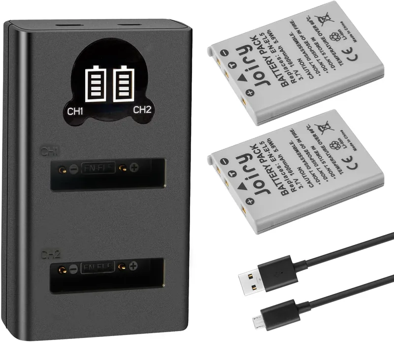DSTE® ersättningsbatteri och DC12E reseladdare kompatibel med Nikon EN-EL5