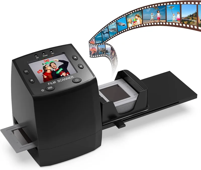 Film & Slide Scanner, 17MP Film Negativ skanner Slide Viewer, Digital 35/126/135 Filmbildkonverterare med LCD -display för förhandsvisning av bild, enkel lastfilmadaptrar