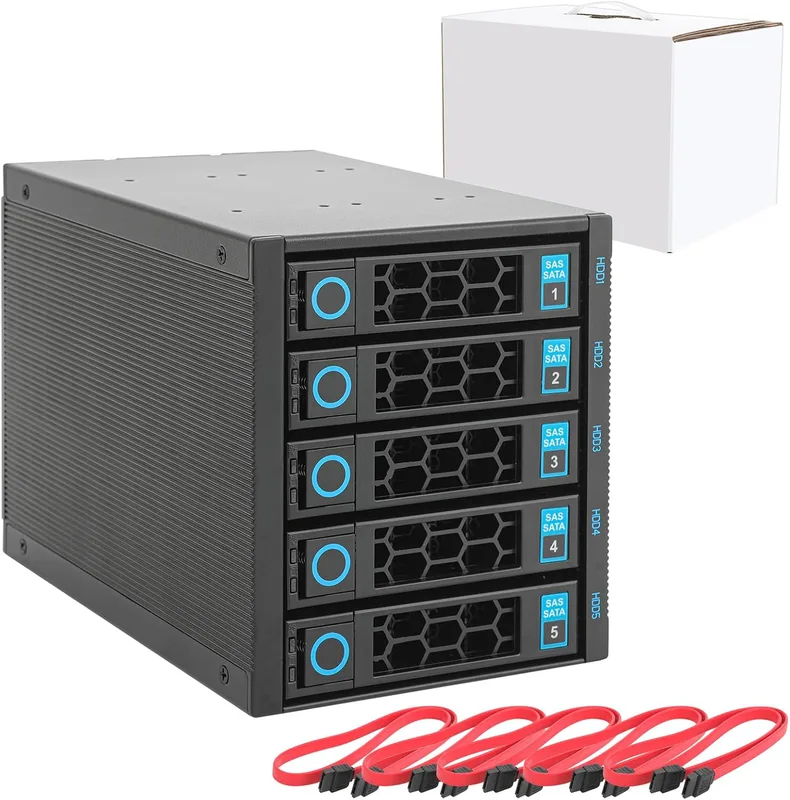 4 set 5,25 tum till 5 x 3,5 tum SATA HDD bur rack hårddiskhölje diskfack adapter