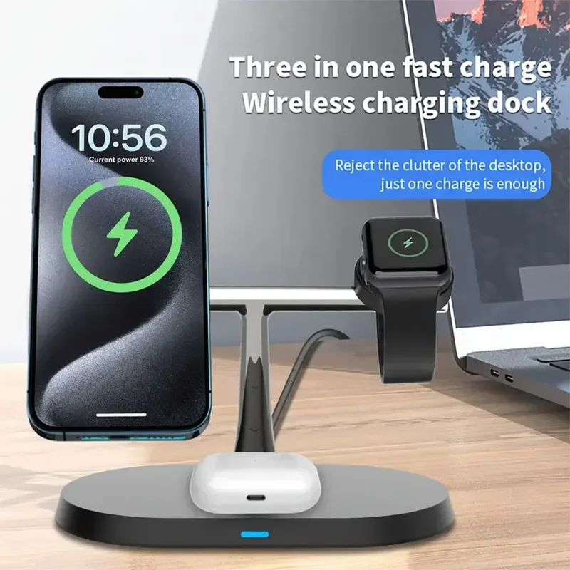 Laddningsställ för Fit 3 SM-R390, Magnetisk USB-docka med Visningsvinkel, Kompakt Design för hem- och Resebruk