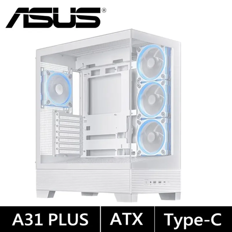 ASUS A31 Plus TG ARGB vitt ATX-fodral