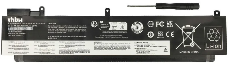 vhbw batteri kompatibel med Lenovo ThinkPad T460s