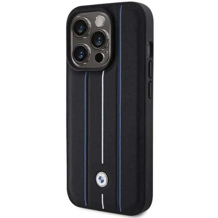 BMW Mobilskal till iPhone 15 Pro Max Läder Stamp Tricolor