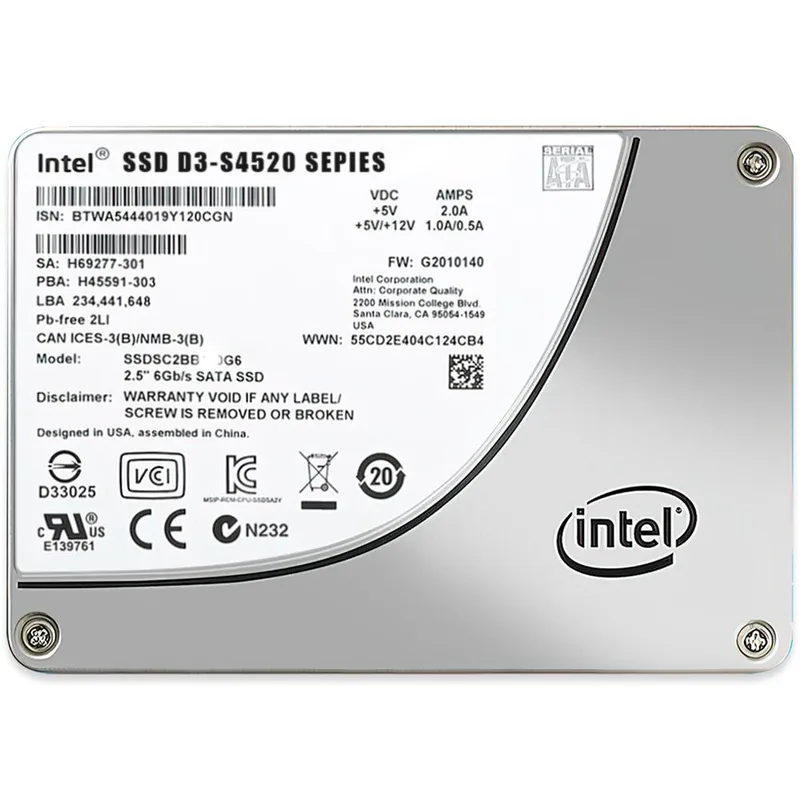 SSD D3 S4520 Series 240GB 2.5IN SATA 6GB/S 3D4 TLC SINGLEPACK