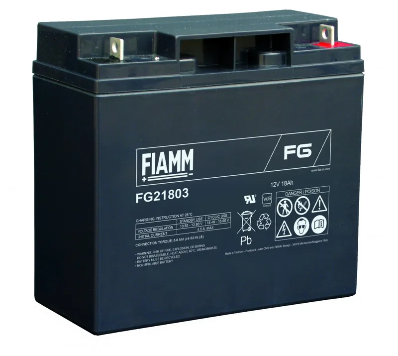 FIAMM blybatteri FG21803 12 volt 18 Ah med M5 skruvkontakt