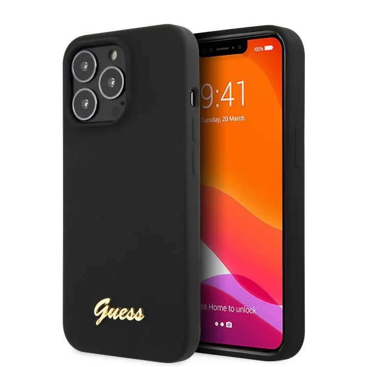 Guess Mobilskal till iPhone 13 Pro Max Script Gold Logo