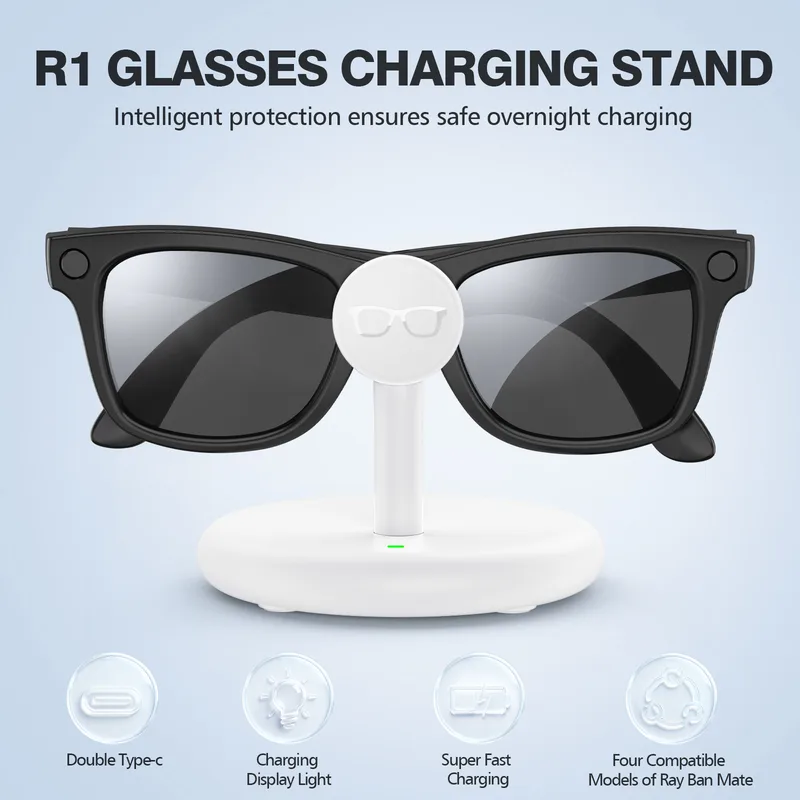 Cryfokt Meta Skyler Smart Glasses Magnetisk Laddningsdocka med Snabbladdnings LED-indikator för Glasögonfodral, Bekvämt Laddningsställ för Smarta Glas