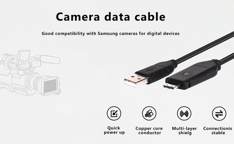 SUC-C3 USB-laddarkabel ersättning datakabel digitalkamera blykabel kompatibel med SUC-C3/C5/C7 CB20U05A/B EA-CB20U12/EP CB20U05A Samsung Digimax kamer