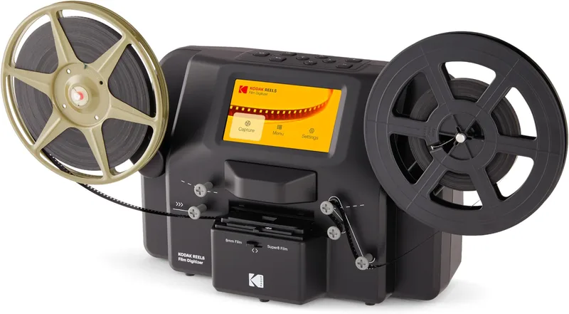 8mm & Super 8 Films Digitizer Converter,Film Scanner Konverterar film bildruta bildruta till digitala mp4-filer,visning,delning och sparande på SD-kort för 3" 4" och 5" rullar