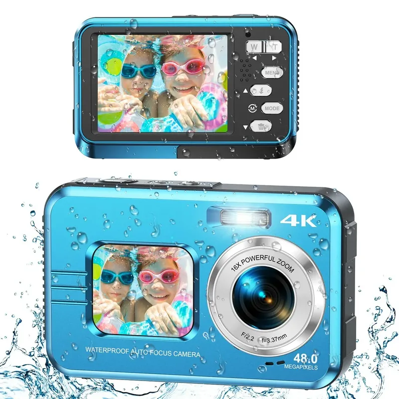 Undervattenskamera 4K 48 MP Autofokus Selfie Dual Screen Vattentät Kamera