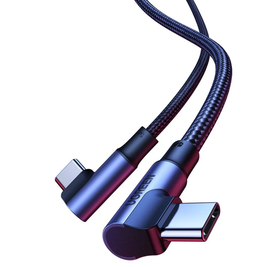 CY Kabel, vinklad, USB-C typ C till USB-C Ultra Slim Flat Power USB 2.0 datakabel 65 W snabbladdning för bärbar dator, surfplatta, telefon, svart