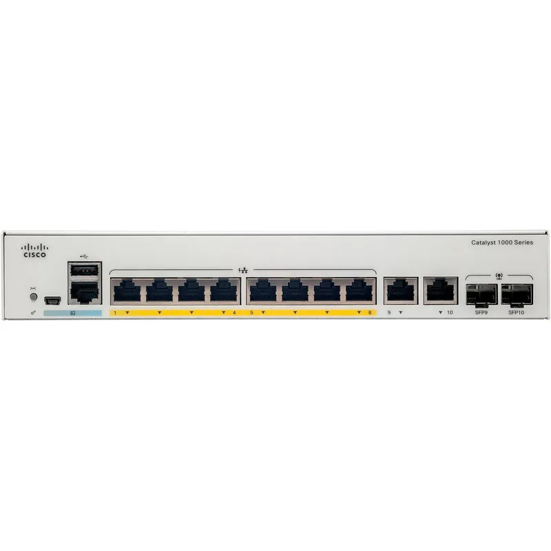 Cisco Catalyst C1000-8FP-E-2G-L nätverksswitchar hanterad L2 Gigabit