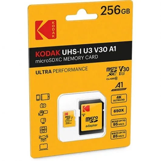 Kodak Micro SD-kort 256 GB UHS-I U3 V30 A1 microSDHC/XC