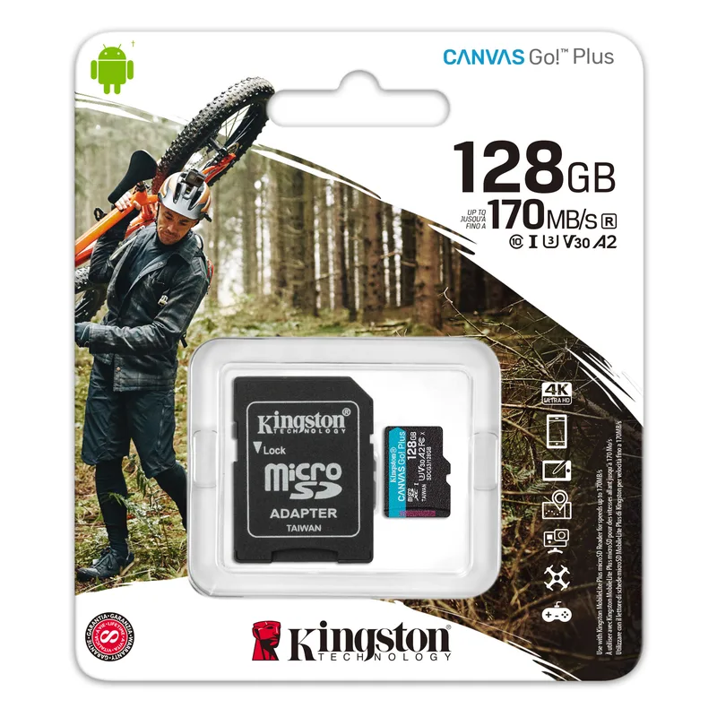 Kingston 128 GB microSDXC Canvas Go Plus 170 MB/s Read UHS-I