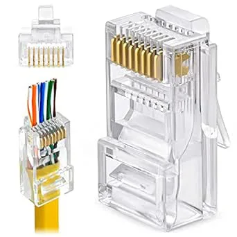 Greluma 25 St RJ45 CAT6 Pass Through Kontakter ändar Ethernet Guldpläterad Nätverks ändplugg