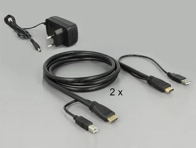 NÖRDIC HDMI KVM-switch 4 datorer 1 skärm 8K 60Hz 4K 144/120Hz 4xUSB-enheter