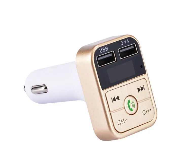 FM-Sändare med dubbla USB-uttag, display och knappar, Silver