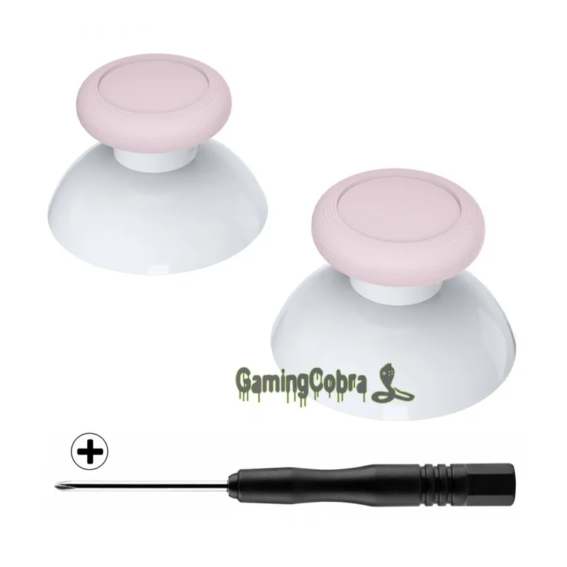 eXtremeRate Sakura Rosa & Vit Dual-Color Ersättning 3D Joystick Thumb Sticks