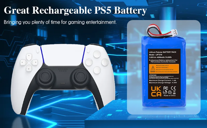PS5-kontrollbatteri, 6 000 mAh batteri PS5-batteri Li-jon batteri ersättning för PS5 Playstation 5 DualSense trådlös kontroll