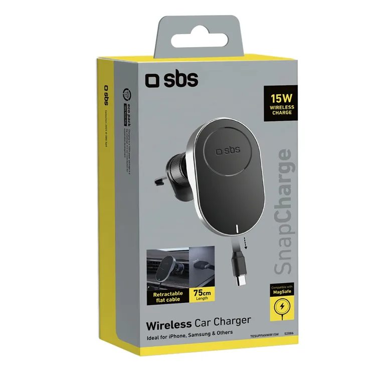 SBS Bilhållare Ventgaller Med USB-C Retractable Kabel