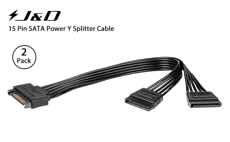 J&D 15 stift SATA till 4 SATA Power Splitter förlängningskabel